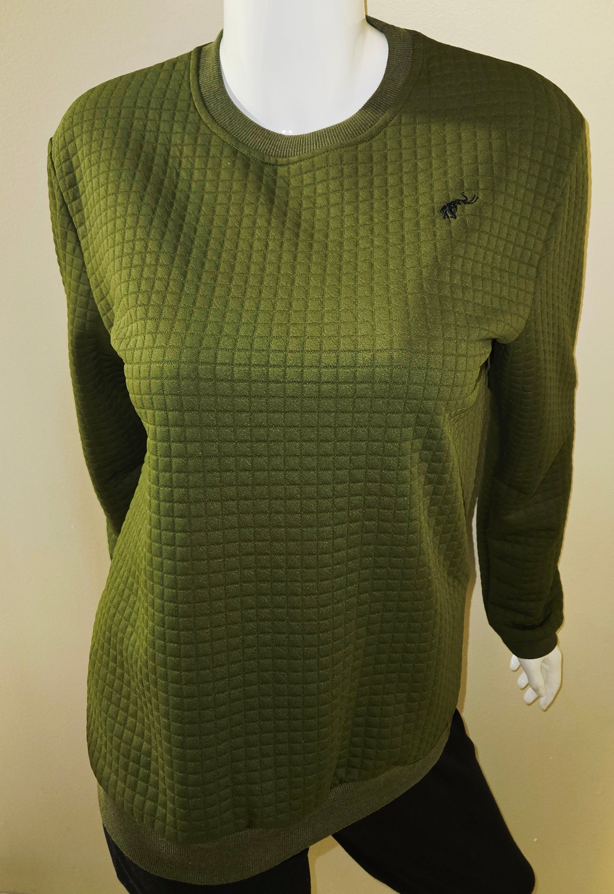 Slim-Fit L/S Square Plaid Crewneck