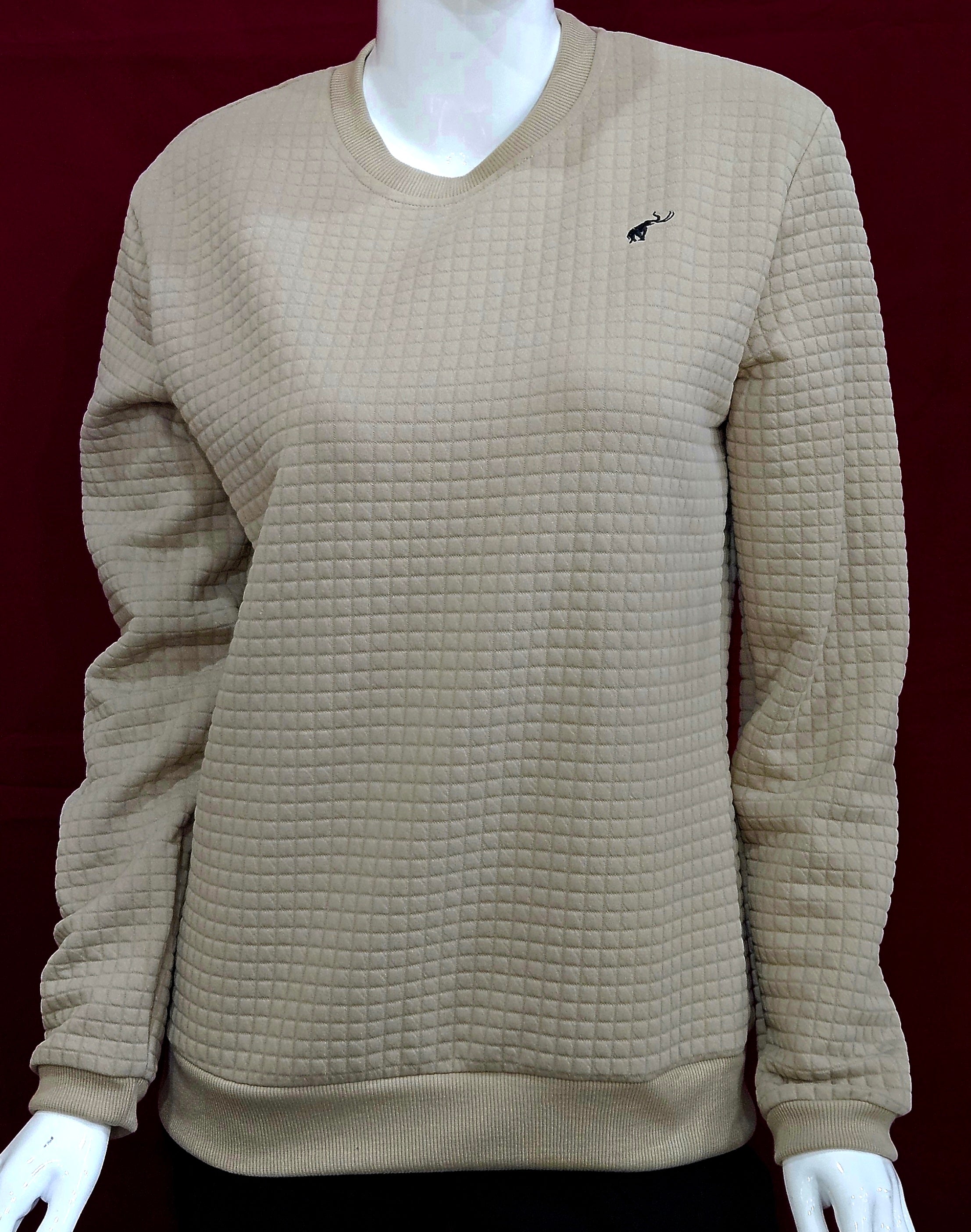 Slim-Fit L/S Square Plaid Crewneck